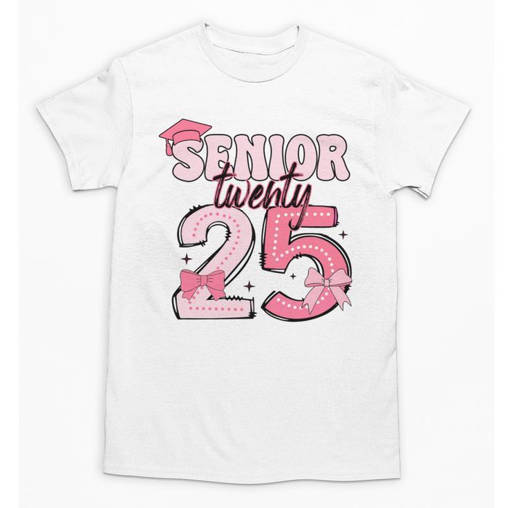 Pink Coquette Bow Senior 2025 Back To School Graduation Girl Unisex T-Shirt