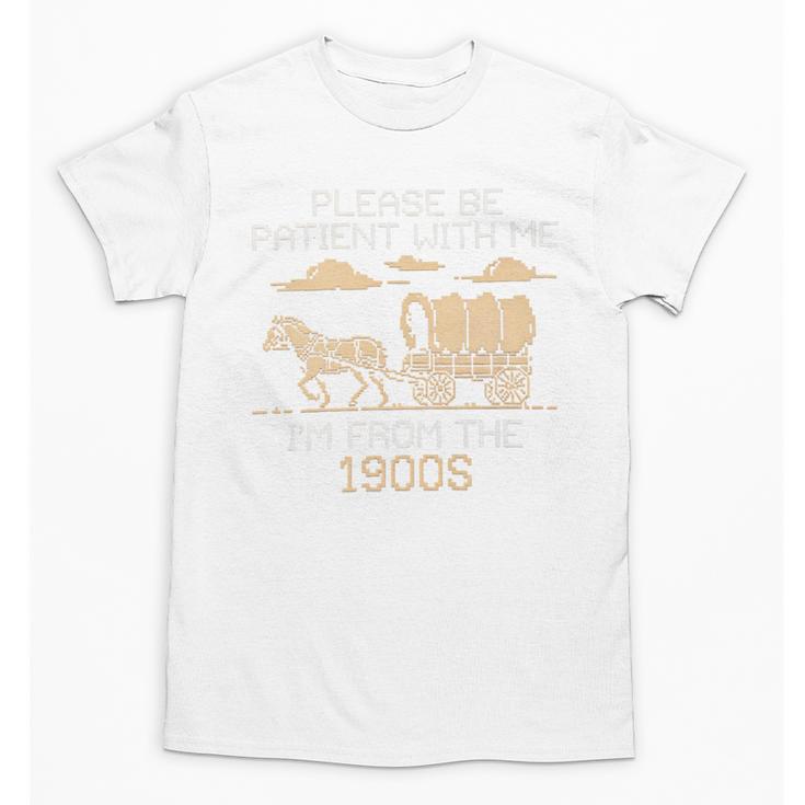Please Be Patient I'm From The 1900s Retro Pixel Horse Wagon Premium Unisex T-Shirt