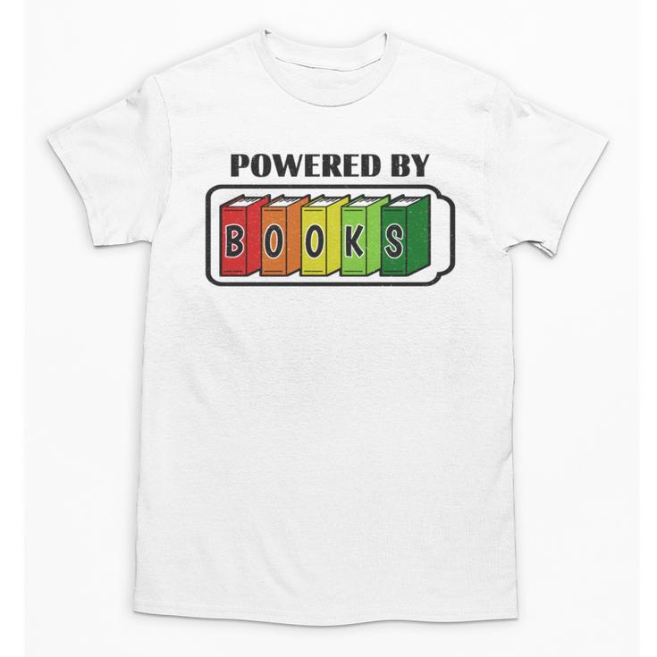 Powered By Books  Bookworm Librarian Reading Unisex T-Shirt