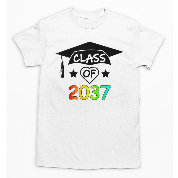 Pre-K -12th Grade Hand Prints Space Graduation Class Of 2037 Unisex T-Shirt