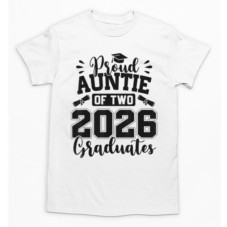 Proud Auntie Of Two 2026 Graduates Graduation Unisex T-Shirt