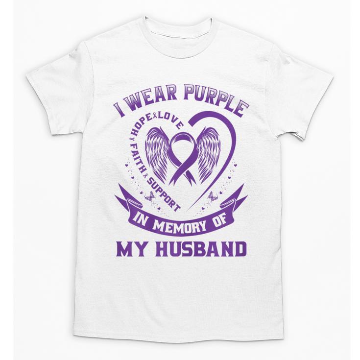 Purple In Memory Of My Husband Pancreatic Cancer Awareness Unisex T-Shirt