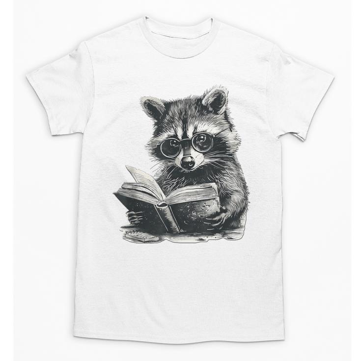 Raccoon With Book Cute Raccoons Reading Books Unisex T-Shirt