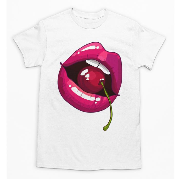 Rainbow Lips With a Cherry In The Mouth 80s Nostalgia Premium Tri-Blend Unisex T-Shirt
