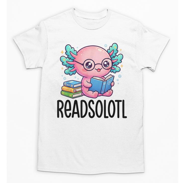 Readsolotl Cute Axolotl Reading Book Kawaii Pink Aesthetic Unisex T-Shirt