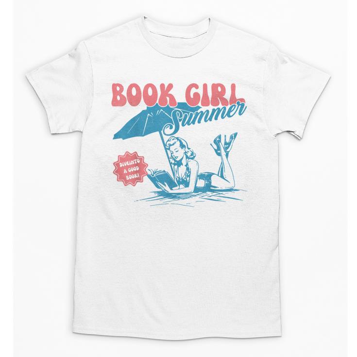 Retro Book Girl Summer Beach Vacation For Book Lover Unisex T-Shirt