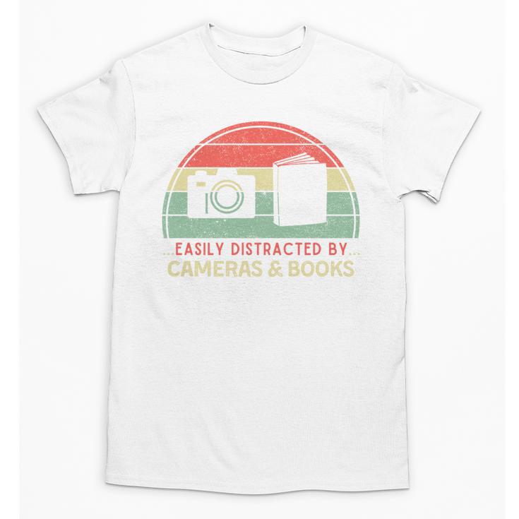 Retro Easily Distracted By Cameras & Books Photography Unisex T-Shirt