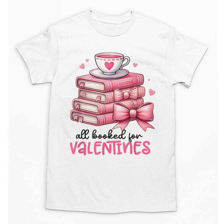 Retro Groovy Valentine Men Women Kid Tees By Emily All Booked For Valentines Book Reading Bookworm Nerdy Unisex T-Shirt