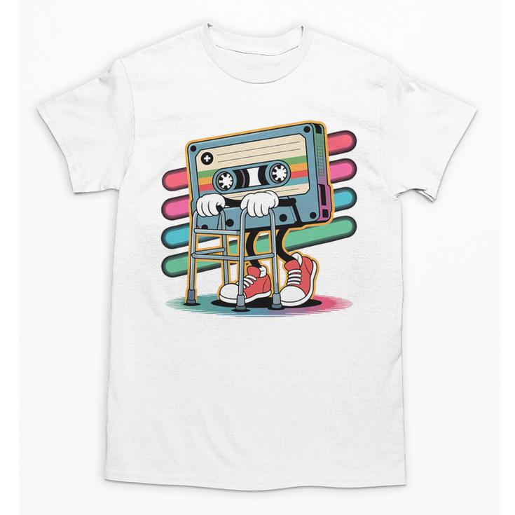 Retro Old Cassette Tape Cartoon With Walker Nostalgia Premium Tri-Blend Unisex T-Shirt