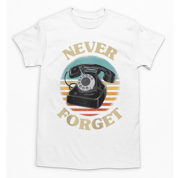 Retro Phone Never Forget Nostalgia Vintage Raglan Baseball Tee Unisex T-Shirt
