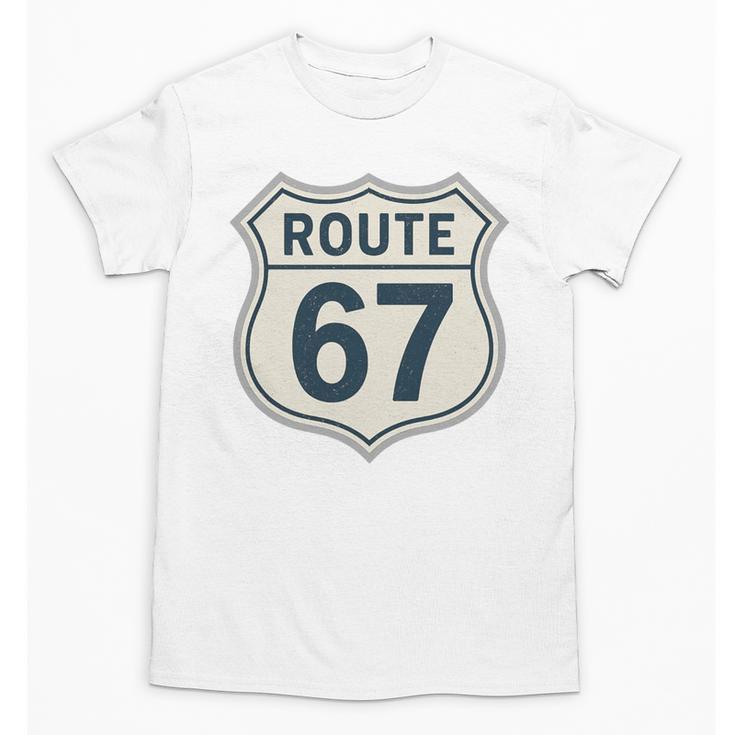Retro Route 67 Highway Sign Vintage Road Nostalgia Premium Tri-Blend Unisex T-Shirt