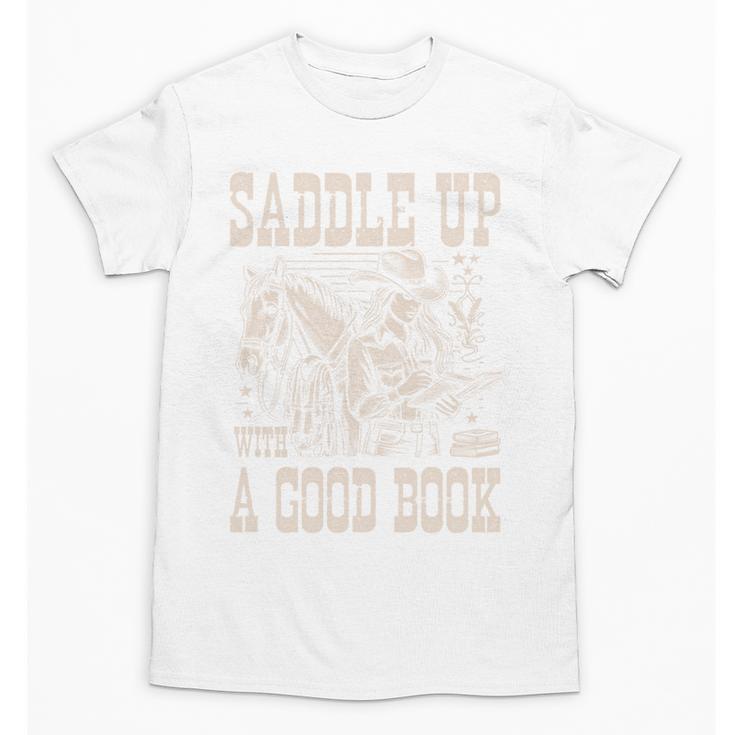 Saddle Up With a Good Book Cowgirl Western Women Vintage Unisex T-Shirt