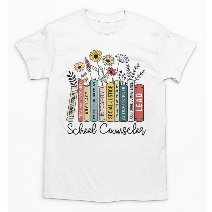 School Counselor Wildflower Book School Counseling Life Unisex T-Shirt