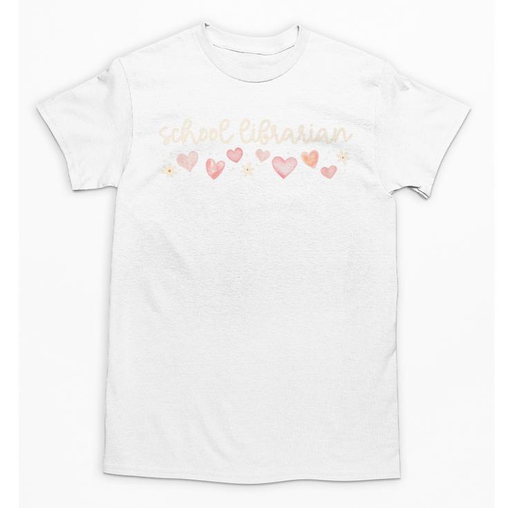 School Librarian Valentines Day Daisy Library Book Lover Premium Unisex T-Shirt