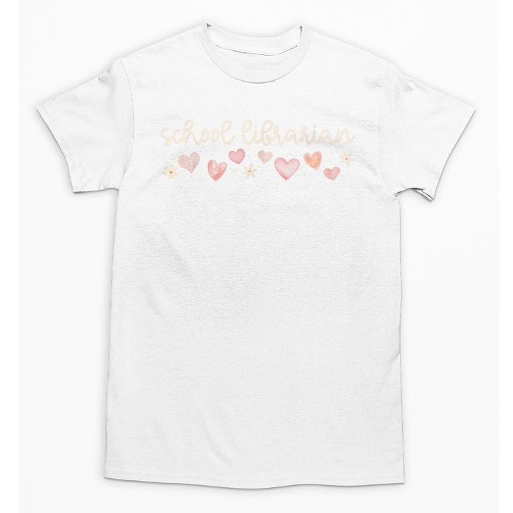 School Librarian Valentines Day Daisy Library Book Lover Unisex T-Shirt