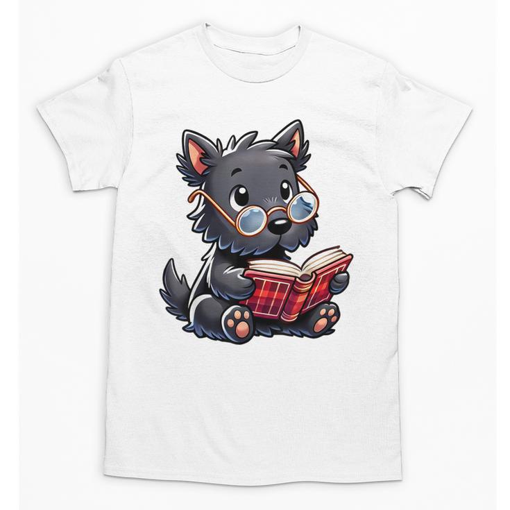Scottish Terrier Reading a Book Dog Unisex T-Shirt