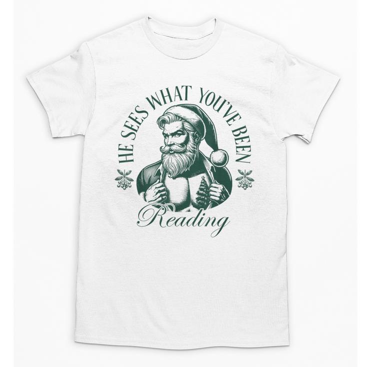 He Sees What You'Ve Been Reading Bookish Christmas Unisex T-Shirt