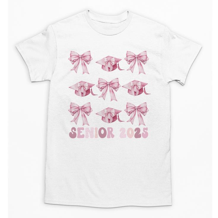 Senior 2025 Coquette Pink Bow Class Of 2025 Graduation Girls Unisex T-Shirt