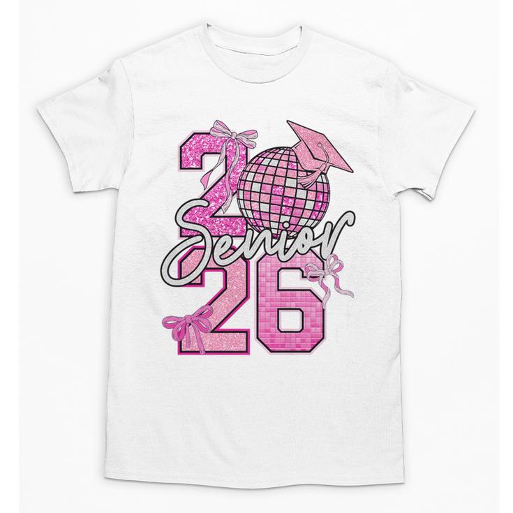 Senior 2026 Graduation Girls Coquette Pink Bow Class Of 2026 Premium Unisex T-Shirt