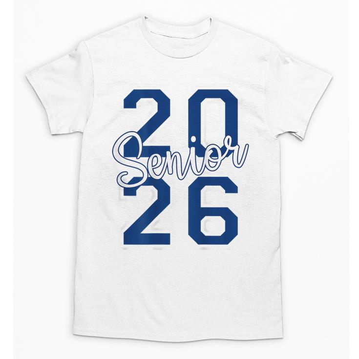 Senior 2026 Graduation Varsity Navy Blue On The Back Unisex T-Shirt