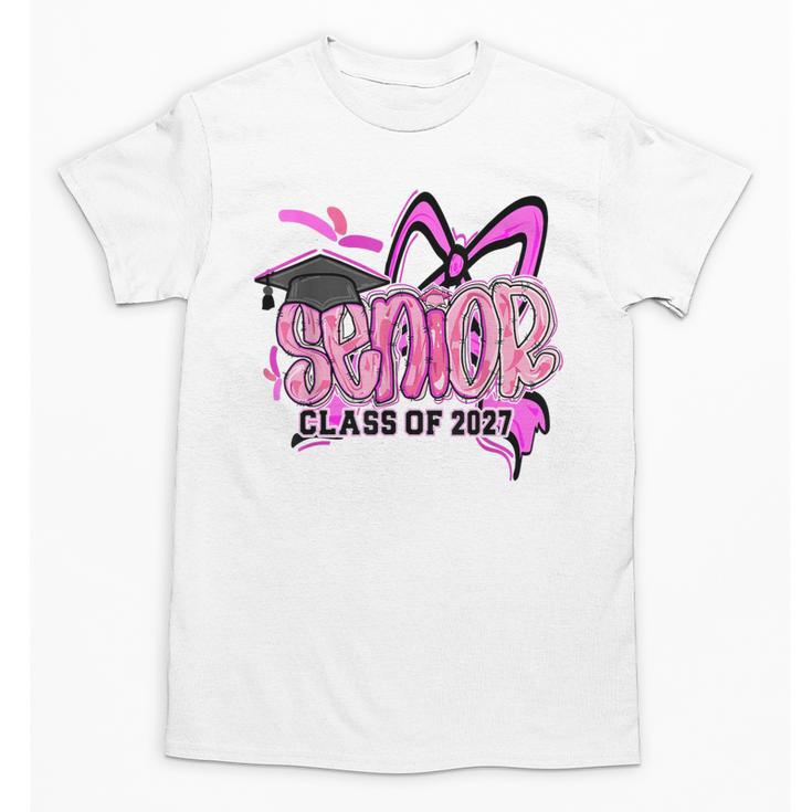 Senior 2027 Class Of 2027 Coquette Girl Pink Graduation 2027 Unisex T-Shirt