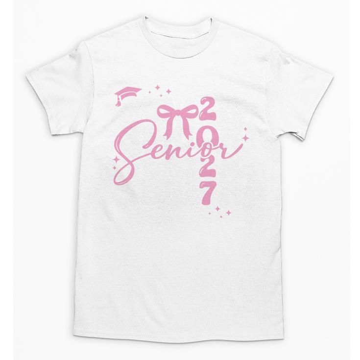 Senior 2027 Class Of 2027 Coquette Pink Bow Graduation 2027 Premium Tri-Blend Unisex T-Shirt