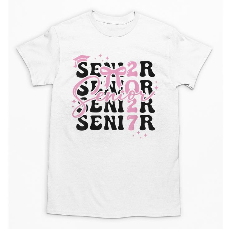 Senior 2027 Class Of 2027 Coquette Pink Bow Graduation 2027 Unisex T-Shirt
