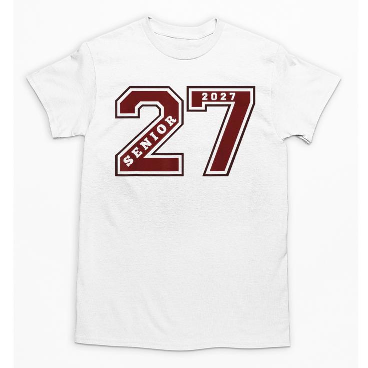 Senior 2027 Maroon Senior Class Of 27 Jersey Graduation Unisex T-Shirt