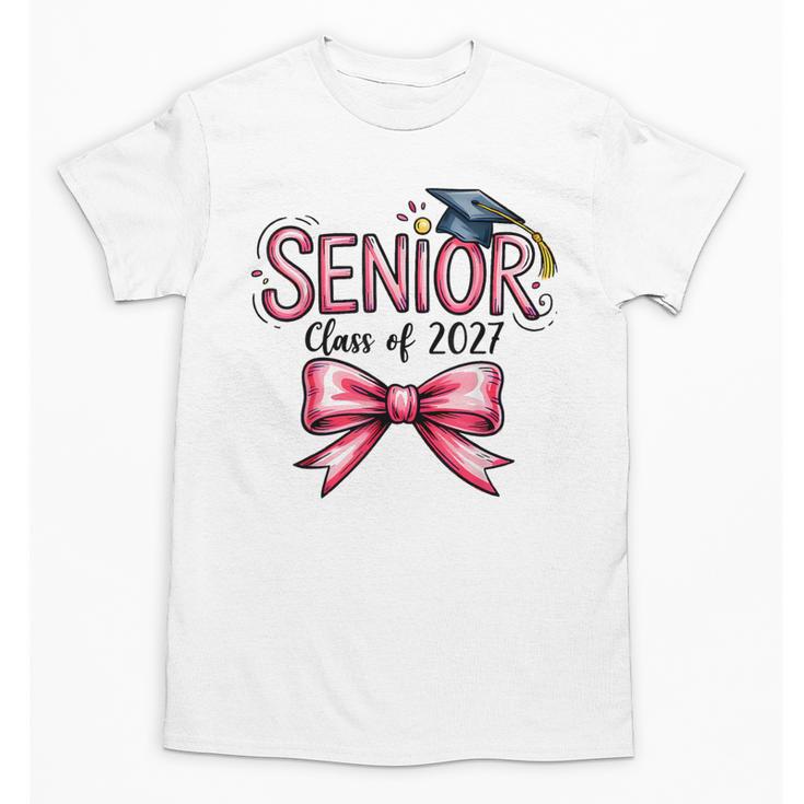 Senior Class Of 2027 Coquette Pink Bow Graduation 2027 Girls Unisex T-Shirt