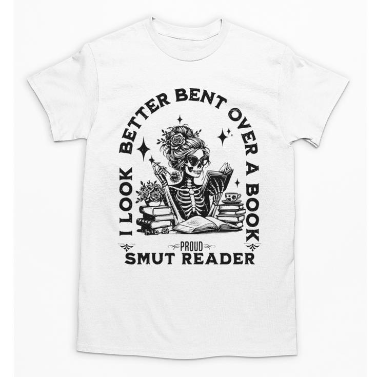 Smut Reader Skeleton Book Lover Dark Humor Art Premium Tri-Blend Unisex T-Shirt