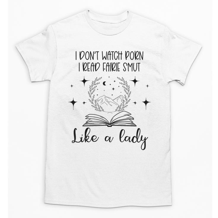 Smutty Book Lovers Romantasy Dark Fairy Tales Romance Reader I Dont Watch Porn Small Grey Unisex T-Shirt