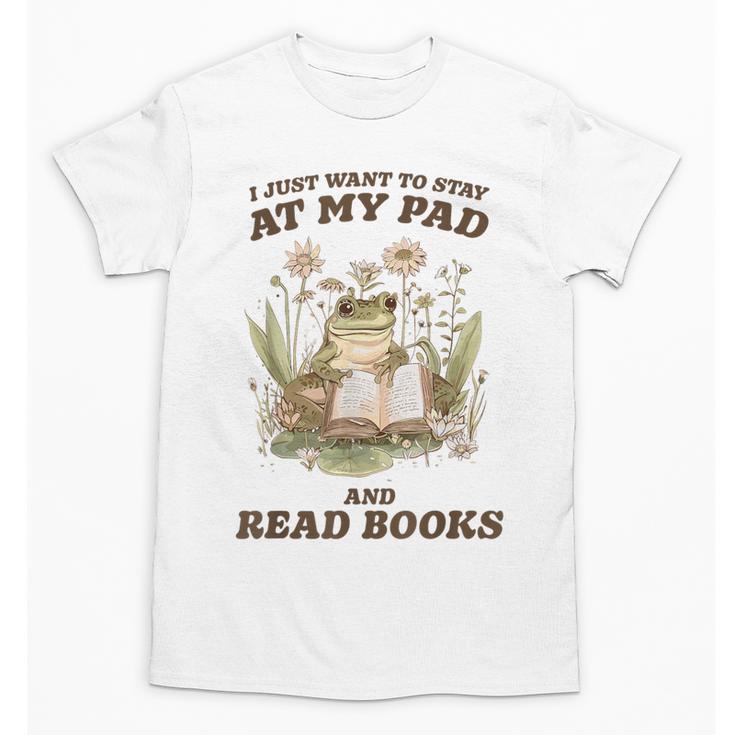 Stay At My Pad And Read Books Frog Introvert Reading Unisex T-Shirt