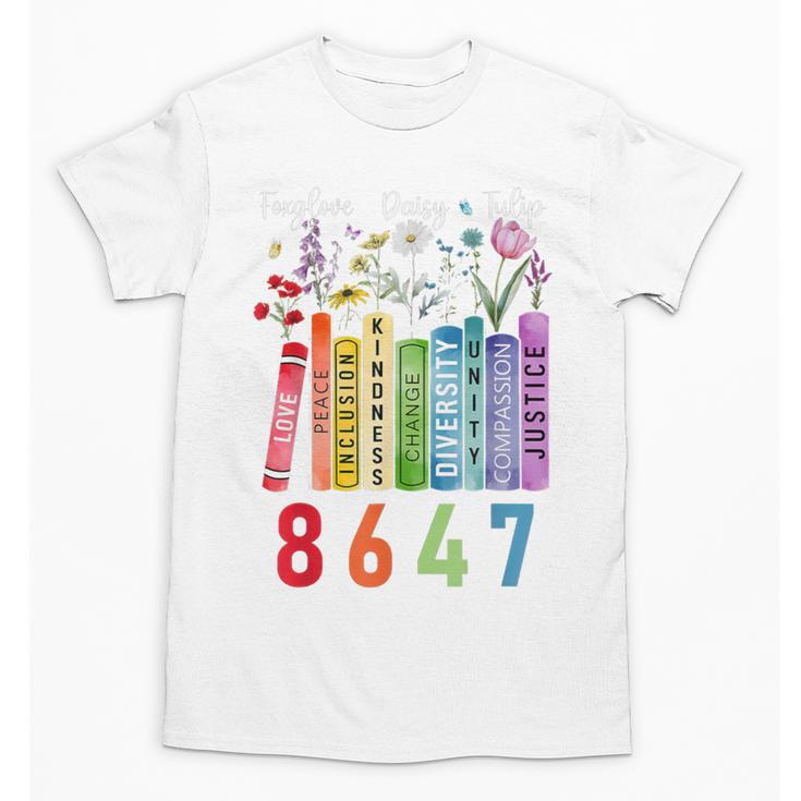 Subtle Floral Foxglove Daisy Tulip Book Lover Unisex T-Shirt