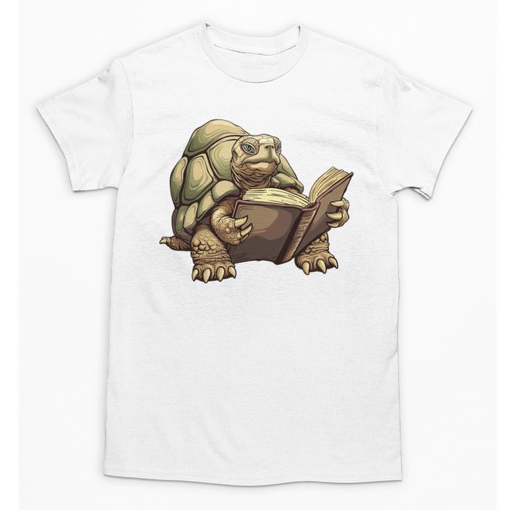 Sulcata Tortoise Reading A Book Unisex T-Shirt