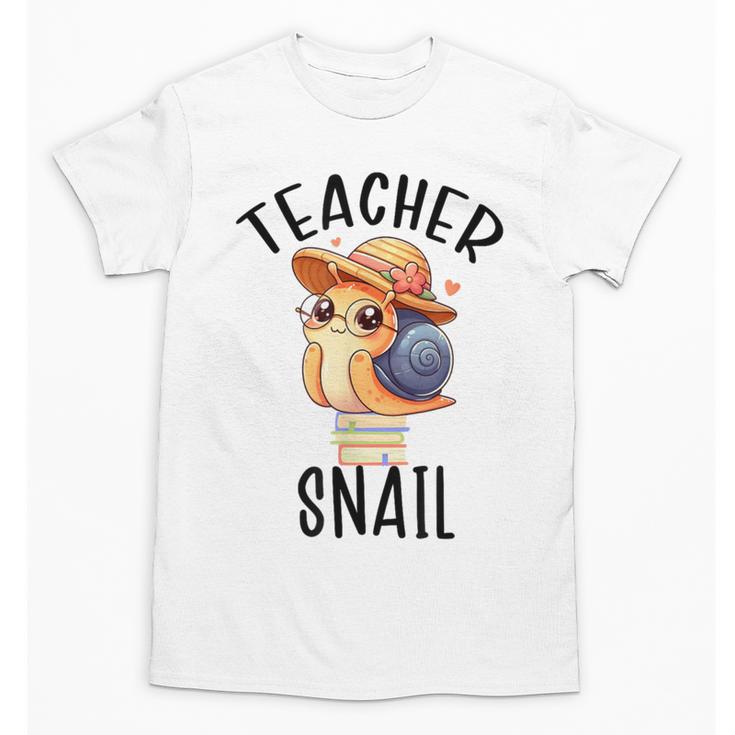Teacher Snail With Glasses On Books Cute Pre-K Kindergarten Unisex T-Shirt