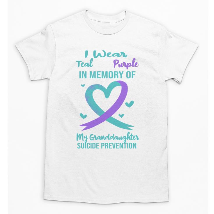 Teal Purple Memory Granddaughter Suicide Prevention Ribbon Unisex T-Shirt Teal Purple Memory Granddaughter Suicide Prevention Ribbon Unisex T-Shirt