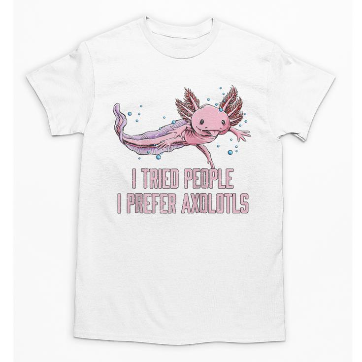 I Tried People I Prefer Axolotl Salamander Introvert Raglan Baseball Tee Unisex T-Shirt I Tried People I Prefer Axolotl Salamander Introvert Raglan Baseball Tee Unisex T-Shirt