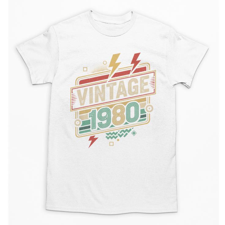 Vintage 1980 Retro Badge Decade Nostalgia Graphic Emblem Premium Tri-Blend Unisex T-Shirt