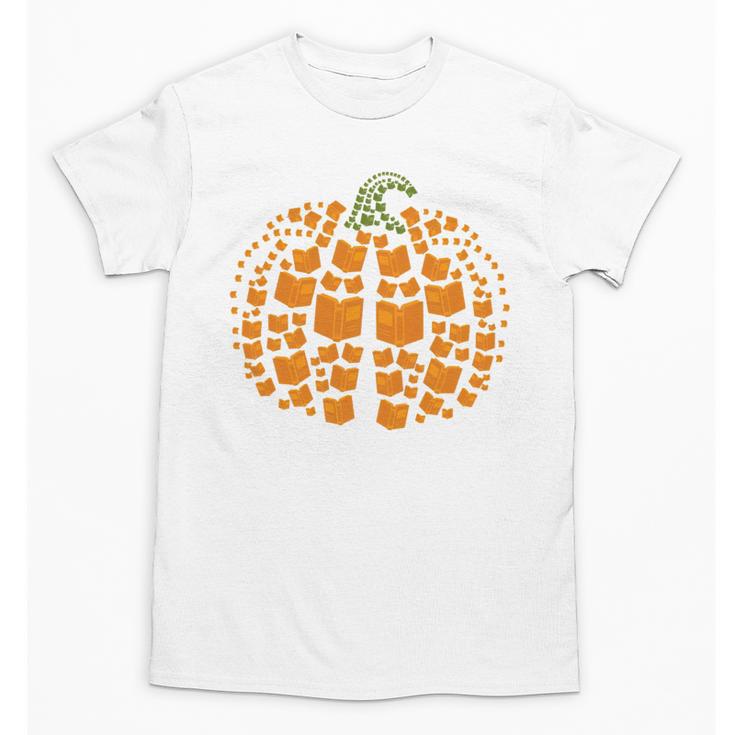 Vintage Book Pumpkin Autumn Fall Librarians Bookworm Teacher Unisex T-Shirt