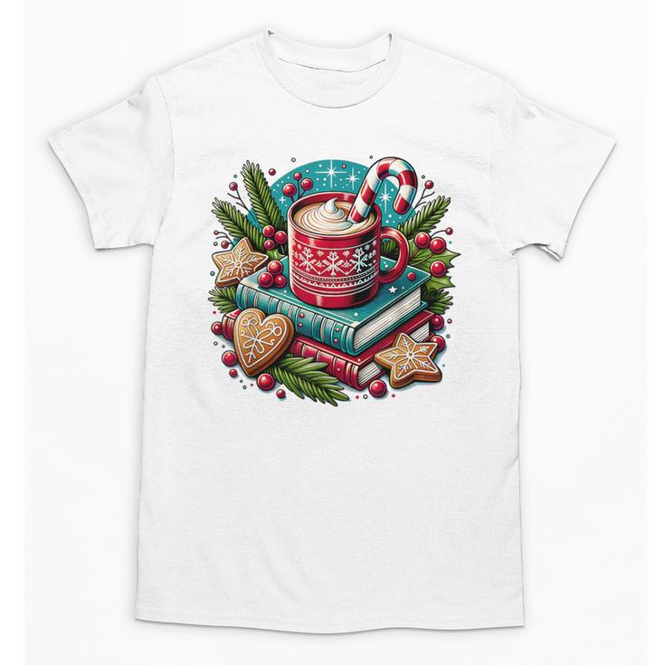 Vintage Cozy Winter Hot Cocoa Books Gingerbread Book Lovers Unisex T-Shirt
