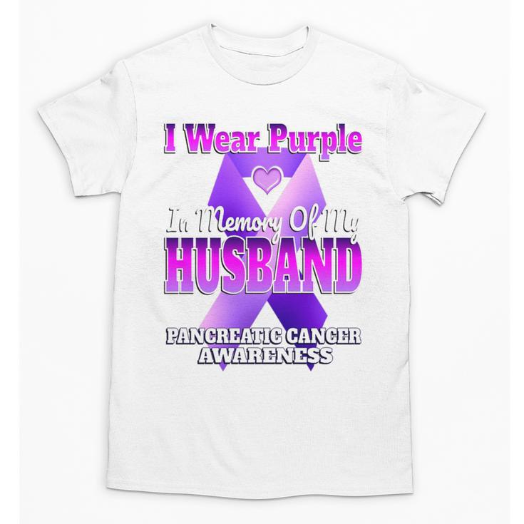 I Wear Purple In Memory Of My Husband Pancreatic Cancer Premium Tri-Blend Unisex T-Shirt