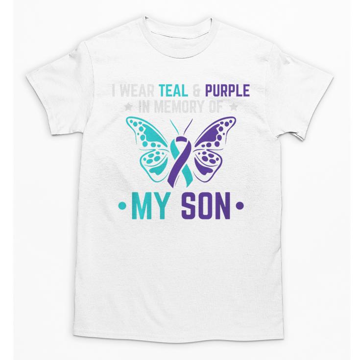 I Wear Teal Purple In Memory Of My Son Suicide Awareness Premium Tri-Blend Unisex T-Shirt
