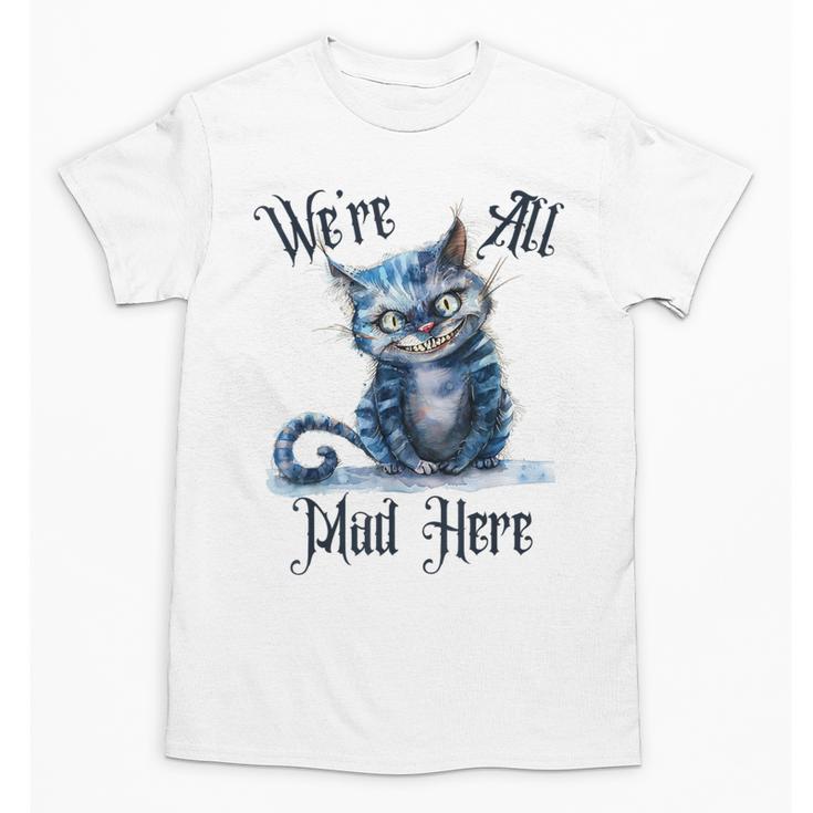 We'Re All Mad Here Cheshire Cat Alice Wonderland Book Kids Unisex T-Shirt