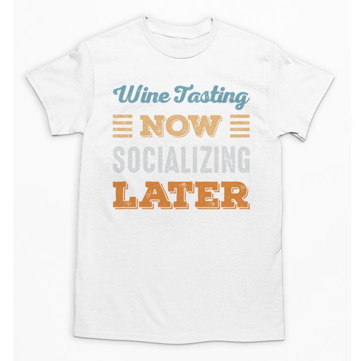 Wine Tasting Now Minimal Socializing Introvert Vintage Unisex T-Shirt