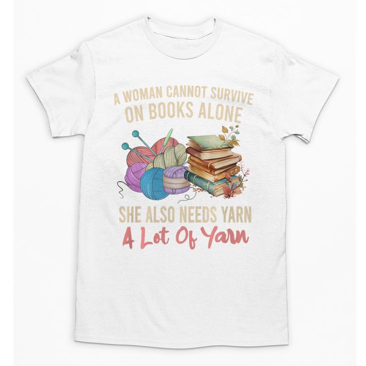 A Woman Cannot Survive On Books Alone She Needs Yarn Crochet Premium Tri-Blend Unisex T-Shirt