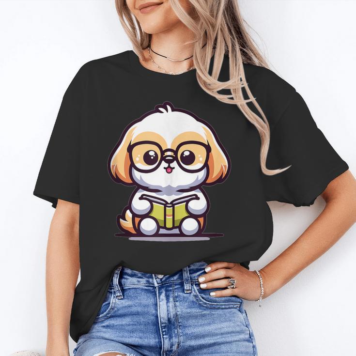 Adorable Book Lover Shih Tzu With Reading Glasses Cute Unisex T-Shirt
