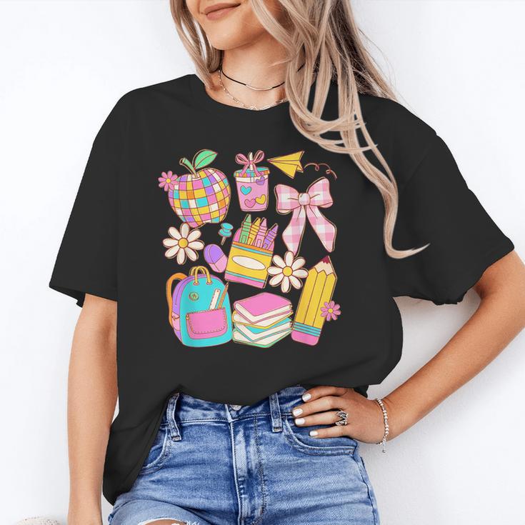 Apple Disco Pencil Books Bow Teacher Student Back To School Unisex T-Shirt Apple Disco Pencil Books Bow Teacher Student Back To School Unisex T-Shirt