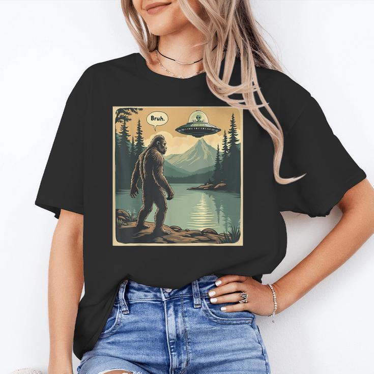 Bigfoot Sasquatch Alien Spaceship UFO Introvert Bruh Unisex T-Shirt Bigfoot Sasquatch Alien Spaceship UFO Introvert Bruh Unisex T-Shirt