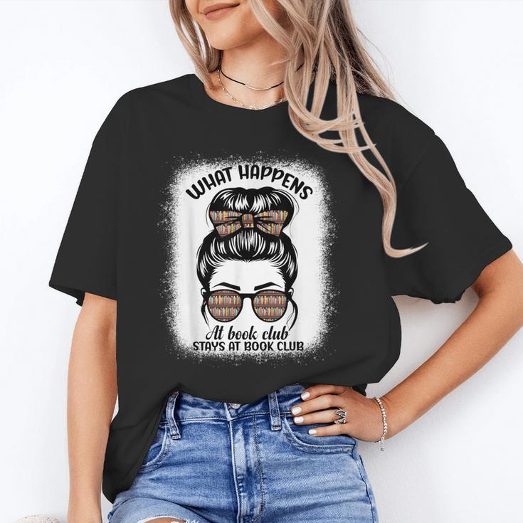 Book Lover What Happens At Book Club Stays Messy Bun Girls Unisex T-Shirt