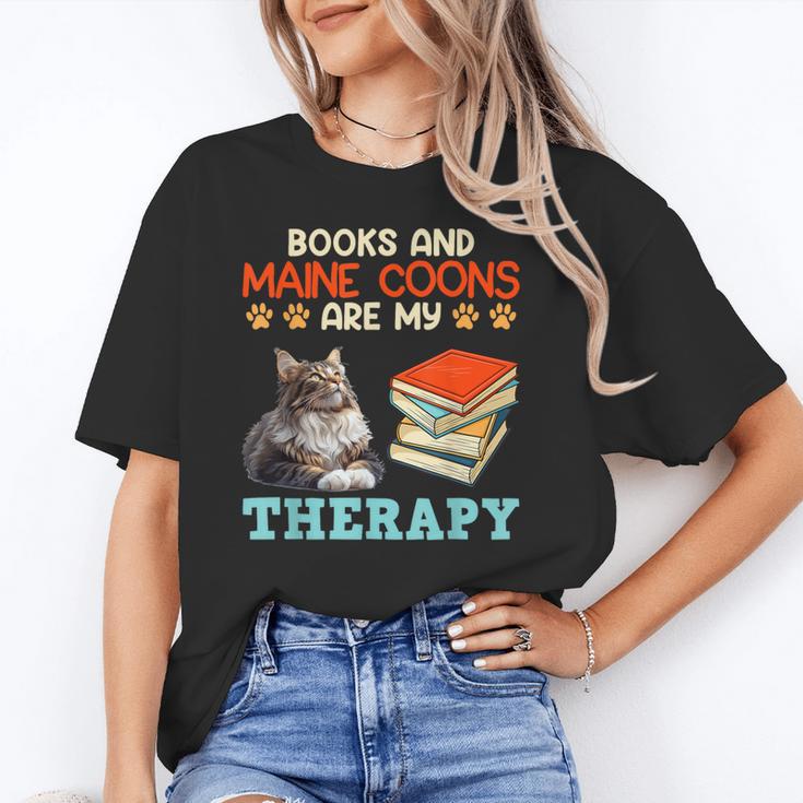 BOOKS AND MAINE COONS ARE MY THERAPY Main Coon Unisex T-Shirt